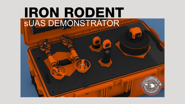 The Iron Rodent sUAS Demonstrator: an orange case holding the MOUSE subsystems